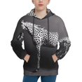 thumbnail image 1 of Disketp Monochrome Leopard Horse Youth Hoodie Sweatshirt for Boys Girls Kids Pullover Hooded Classic Casual Essentials Hoodie-Medium, 1 of 6