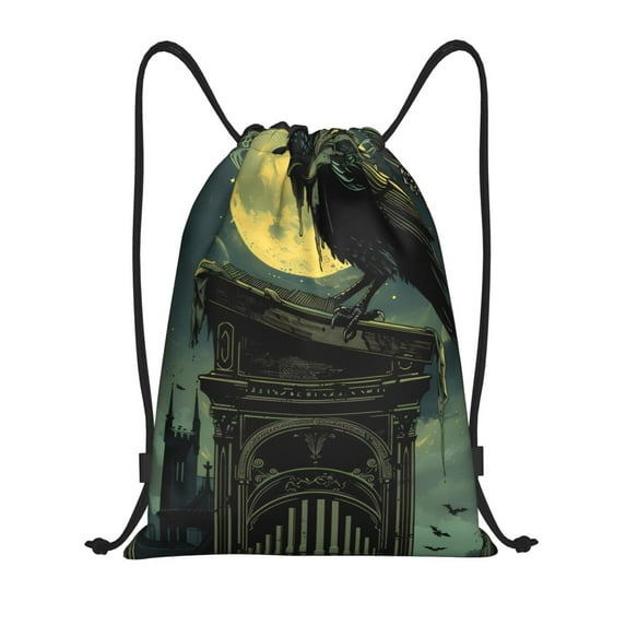 Disketp MoonNight Sky Crow Drawstring Backpack Drawstring Gym Bags Draw String Bags for Sports, Gym, Travel, Swimming, Beach-Medium