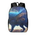 thumbnail image 1 of Disketp Moonlit Blue Wolf School Backpack, Lightweight Basic Middle School Bookbags 17 Inch Casual Daypack for Student College, Travel or Outdoor, 1 of 6
