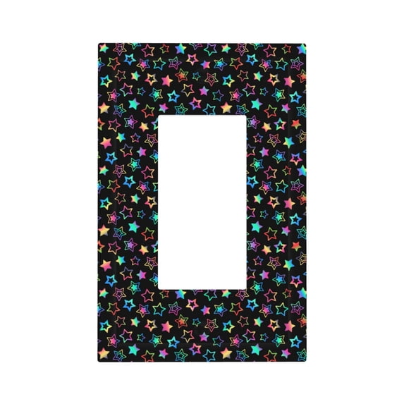 Disketp Multi-Colored Stars Decorative Light Switch or Outlet Wall Plate with Safety Cover-Style U
