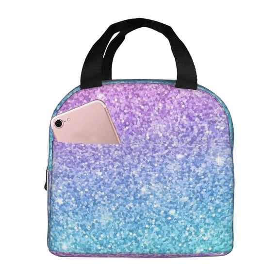 Disketp Multicolor Glitter Lunch Bag for Women Men, Leakproof Thermal Cooler Sack Food Handbags Case High Capacity forTravel Work School Picnic