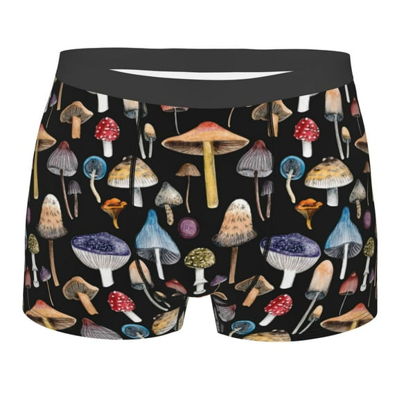 Disketp Mushrooms And Autumn Leaves Men'S Boxer Briefs,Soft And Breathable Cotton Underwear With Comfortflex Waistband