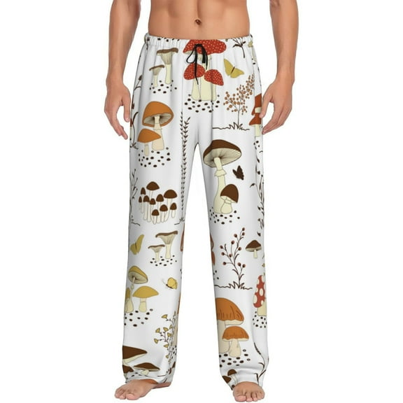 Disketp Mushrooms And Butterflies Men'S Pajama Pants - Ultra Soft Fleece Sleep And Lounge Pants (Size: S-Xxl)