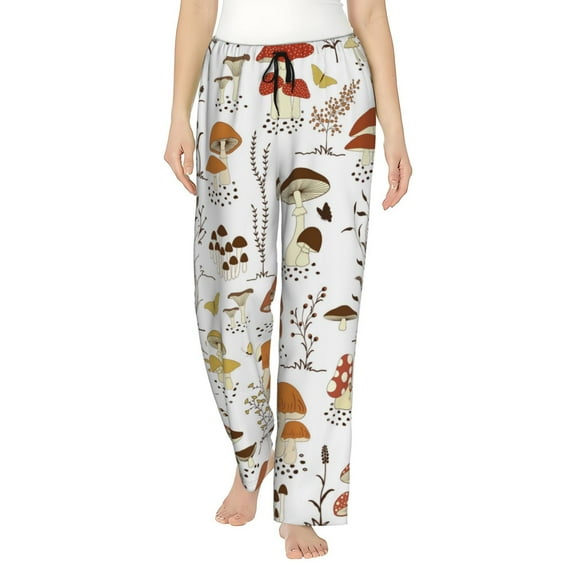 Disketp Mushrooms And Butterflies Print Women'S Comfy Pajama Pants Casual Drawstring Palazzo Lounge Wide Leg Pants