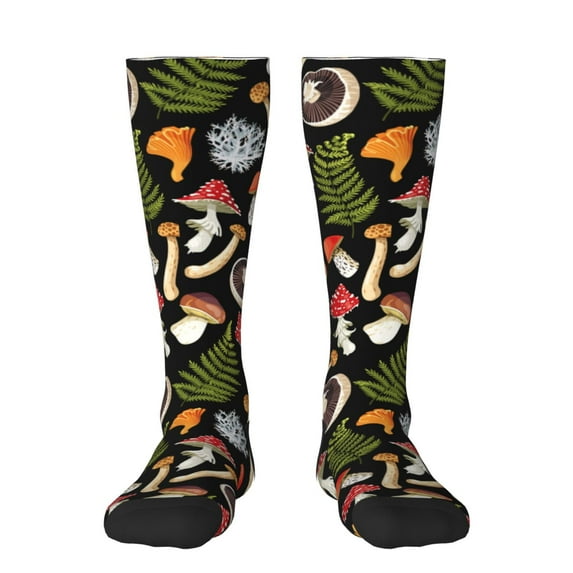Disketp Mushrooms Print Unisex Contrast Color Stockings Lightweight Breathable Ventilation Ankle Contrast Color Stockings, Contrast Color Stockings for Daily