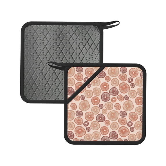 Disketp Mushrooms2 Pot Holders Kitchen Insulation Mats Heat Resistant Pot-Holder Oven Anti-Scald Pads for Cooking Baking, 7.1*7.1inch