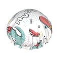 thumbnail image 1 of Disketp Music Lover Dinosaur Shower Caps,Reusable Shower Cap For Women, Double Layer Waterproof Hair Cap, Large Size For All Hair Lengths,For Girls Spa Home Salon Use, 1 of 9