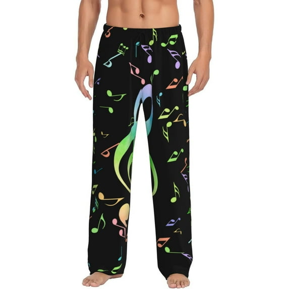Disketp Music Notes Men's Pajama Pants - Ultra Soft Fleece Sleep and Lounge Pants (Size: S-XXL)-Medium