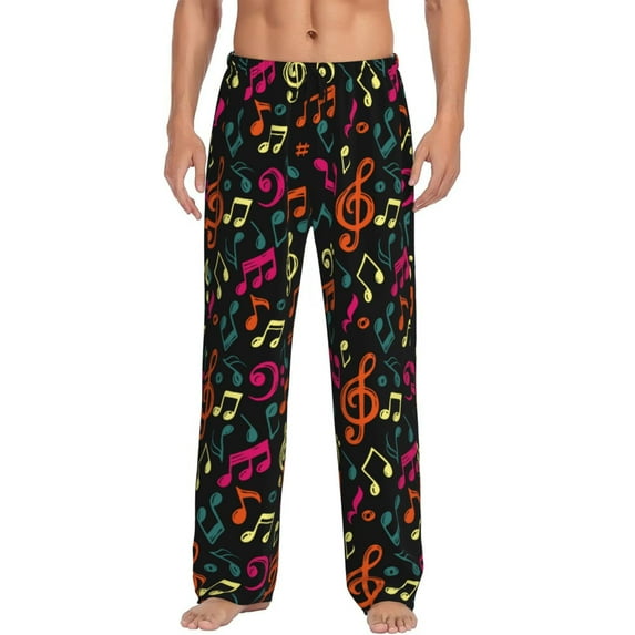 Disketp Music Notes Men's Pajama Pants - Ultra Soft Fleece Sleep and Lounge Pants (Size: S-XXL)-
