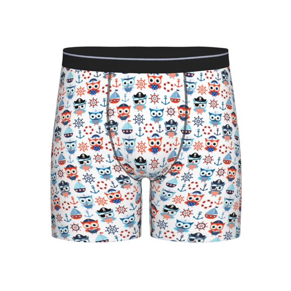 Disketp Nautical And Pirate Owls Men's Boxer Briefs Men’s Underwear Boxer Briefs for Men