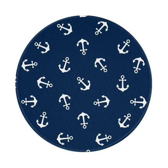 Disketp Nautical Themed Simple Anchors Small Mouse Pad 7.9x7.9 Inches,Washable Round Mousepad For Office Laptop Computer,Non-Slip Rubber Base Mouse Pads For Wireless Mouse