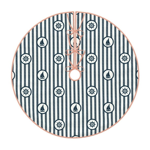 Disketp Nautical1 Christmas Tree Skirt, Christmas Tree Decorations, Christmas Decor, Tree Mat Decoration(30-48IN)-30"
