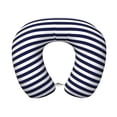 thumbnail image 1 of Disketp Navy Blue And White Stripes Travel Pillow Memory Foam Neck Pillow Support Pillow for Camping, Sleeping Rest Cushion Airplane Pillow, 1 of 8