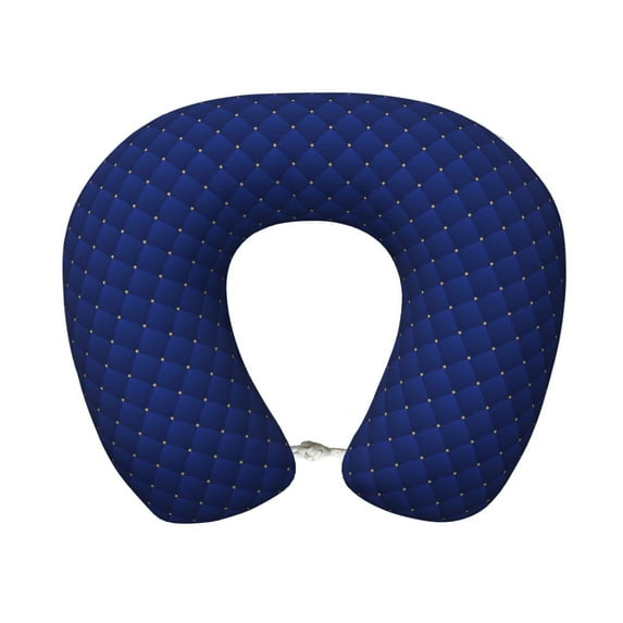 Disketp Navy Blue Travel Pillow Memory Foam Neck Pillow Support Pillow for Camping, Sleeping Rest Cushion Airplane Pillow