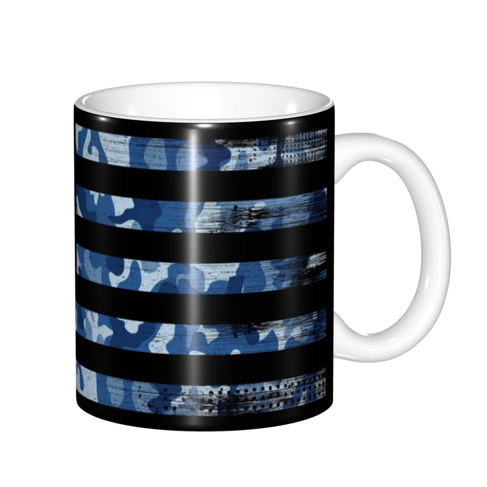 Disketp Navy Camouflage American Flag Large Coffee Mug with Handle Tea Cup Novelty Coffee Cup for Men Women Office Work