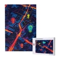 thumbnail image 1 of Disketp Neon City Map Custom Puzzle Personalized Puzzles 1000 Pieces, Customized Picture Puzzle for Adult and Teens((29.5×19.7in, Vertical), 1 of 9