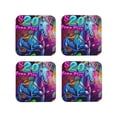 thumbnail image 1 of Disketp Neon Free Play Funny Coasters,4 Pcs Leather Coasters with Holder, Perfect Housewarming Hostess Gifts,Protect Furniture from Water Marks Scratch and Damage-Square, 1 of 6