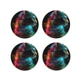 thumbnail image 1 of Disketp Neon Spectrum Cat Portrait Funny Coasters,4 Pcs Leather Coasters with Holder, Perfect Housewarming Hostess Gifts,Protect Furniture from Water Marks Scratch and Damage-Round Shape, 1 of 6