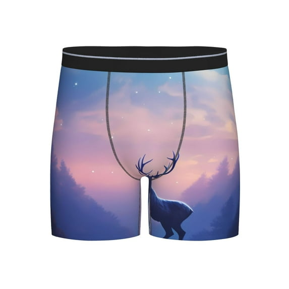 Disketp Night Sky Elk Men's Boxer Briefs Men’s Underwear Boxer Briefs for Men