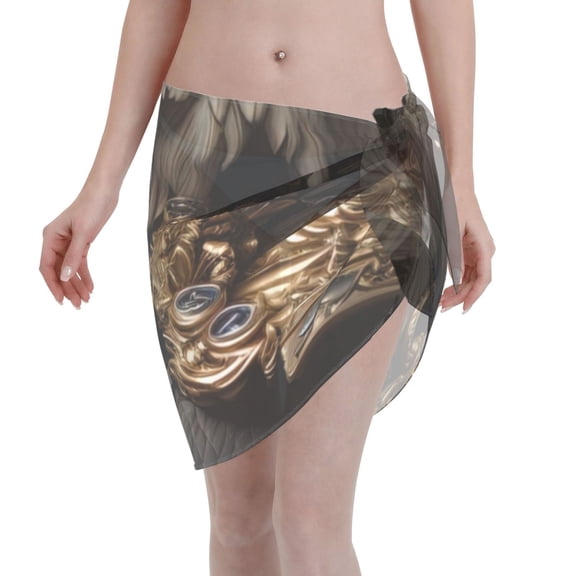 Disketp Noble Style Bald Eagle Women Swimsuit Cover Up Short Chiffon Summer Beach Sarong Bikini Wrap Skirt Bathing Suit