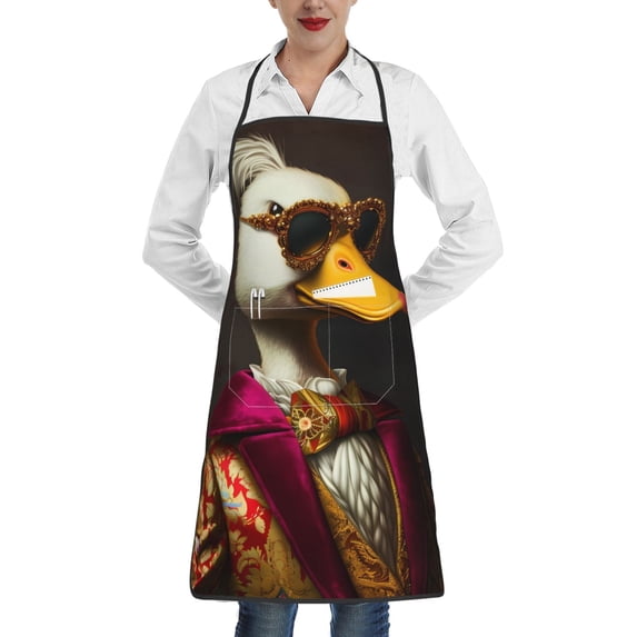 Disketp Noble Style Duck Kitchen Apron with adjustable Aprons for Women with Pockets Cooking Powder Pink Apron
