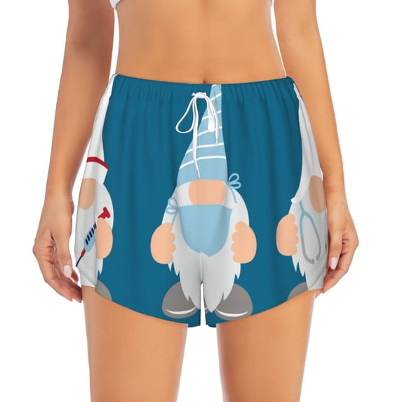 Disketp Nurse Doctor Gnomes Print Women's Shorts Workout Shorts for Athletic Gym Running Shorts with Phone Pockets Large