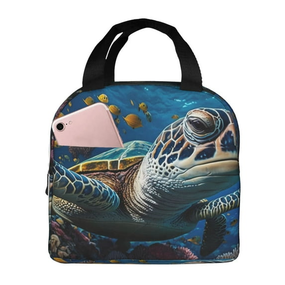 Disketp Ocean Coral Turtle Lunch Bag for Women Men, Leakproof Thermal Cooler Sack Food Handbags Case High Capacity forTravel Work School Picnic