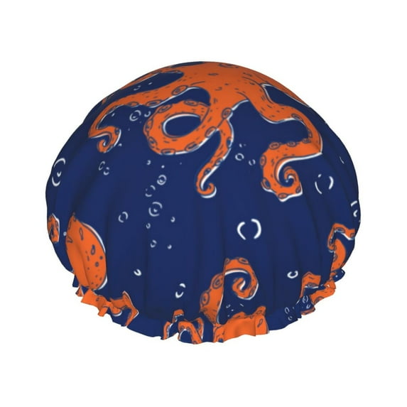 Disketp Octopus Shower Caps,Reusable Shower Cap For Women, Double Layer Waterproof Hair Cap, Large Size For All Hair Lengths,For Girls Spa Home Salon Use