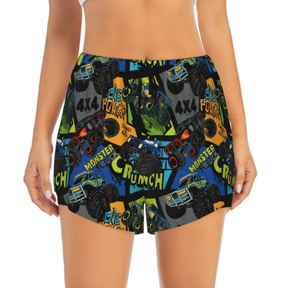 Disketp Off-Road Vehicle Print Women's Shorts Workout Shorts for Athletic Gym Running Shorts with Phone Pockets X-Large