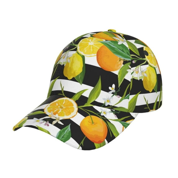 Disketp Orange And Lemon Print Baseball Caps For Outdoor Sports Fashion Casual Outdoor Caps Men Women