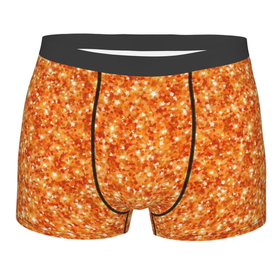 Disketp Orange Glitter Men'S Boxer Briefs,Soft And Breathable Cotton Underwear With Comfortflex Waistband