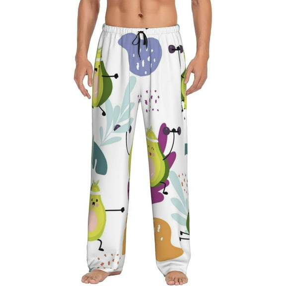 Disketp Orange Green Avocado Men'S Pajama Pants - Ultra Soft Fleece Sleep And Lounge Pants (Size: S-Xxl)