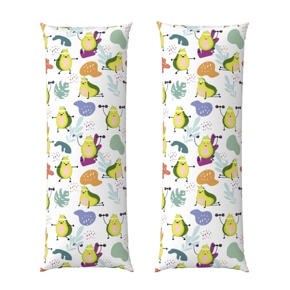 Disketp Orange Green Avocado Print Body Pillow Cover - Super Soft 20x54 Body Pillow Case,Long Side Hidden Zipper
