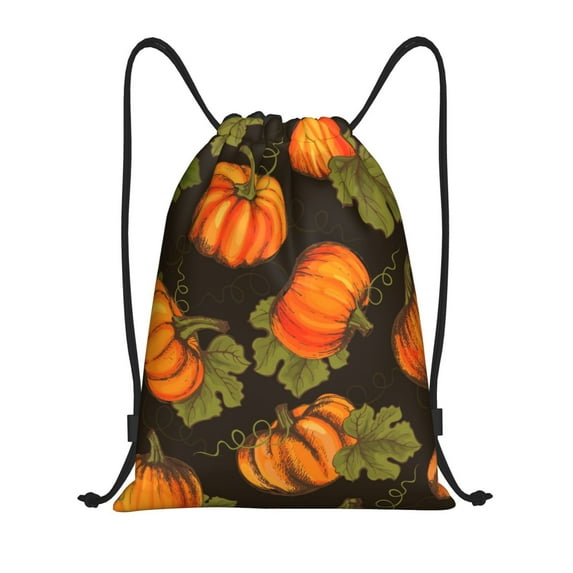 Disketp Orange Pumpkin Drawstring Backpack Drawstring Gym Bags Draw String Bags for Sports, Gym, Travel, Swimming, Beach-Medium
