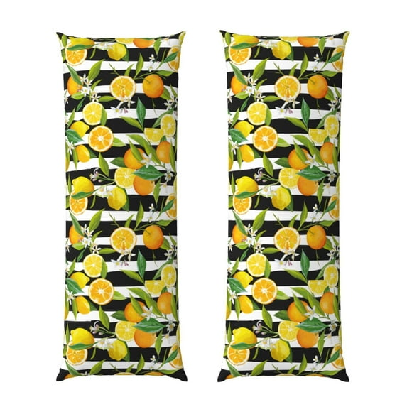 Disketp Orange and Lemon Print Body Pillow Cover - Super Soft 20x54 Body Pillow Case,Long Side Hidden Zipper