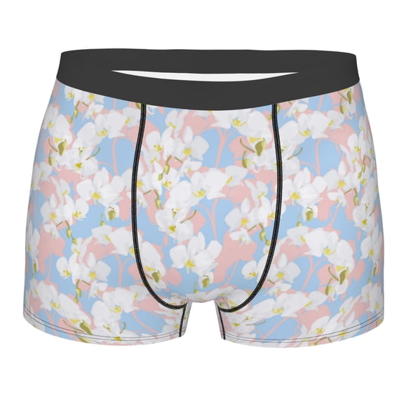 Disketp Orchids Flowers Men's Boxer Briefs,Soft and Breathable Cotton Underwear with ComfortFlex Waistband