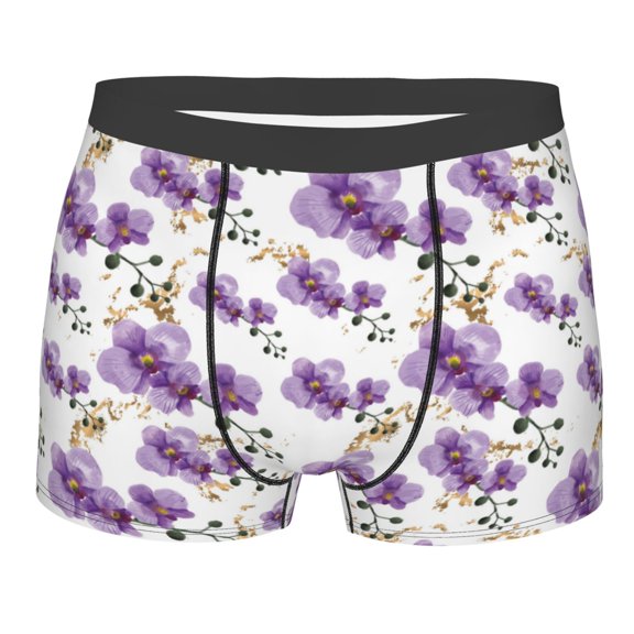 Disketp Orchids Flowers Men's Boxer Briefs,Soft and Breathable Cotton Underwear with ComfortFlex Waistband