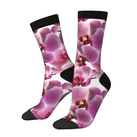 Disketp Orchids Flowers Unisex Crew Socks Lightweight Breathable Ventilation Ankle Socks, Mid-calf socks for Daily