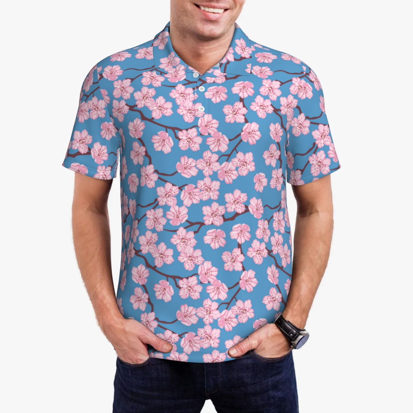 Abstract Flower Hippie Men's Golf Shirts main image 0