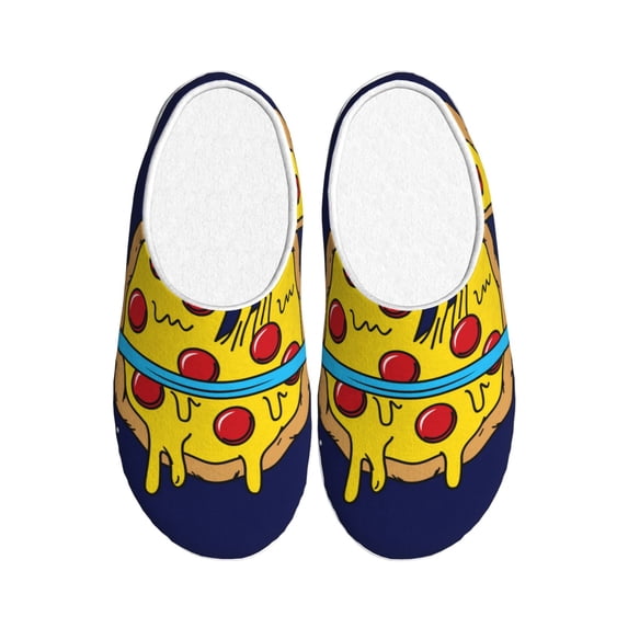 Disketp PLANETA EN FORMA DE PIZZA Women's Men's Slippers Plush Slip-On House Slipper for Winter Indoor Soft Cushion Non-slip Fluffy Slides Slippers-35/36