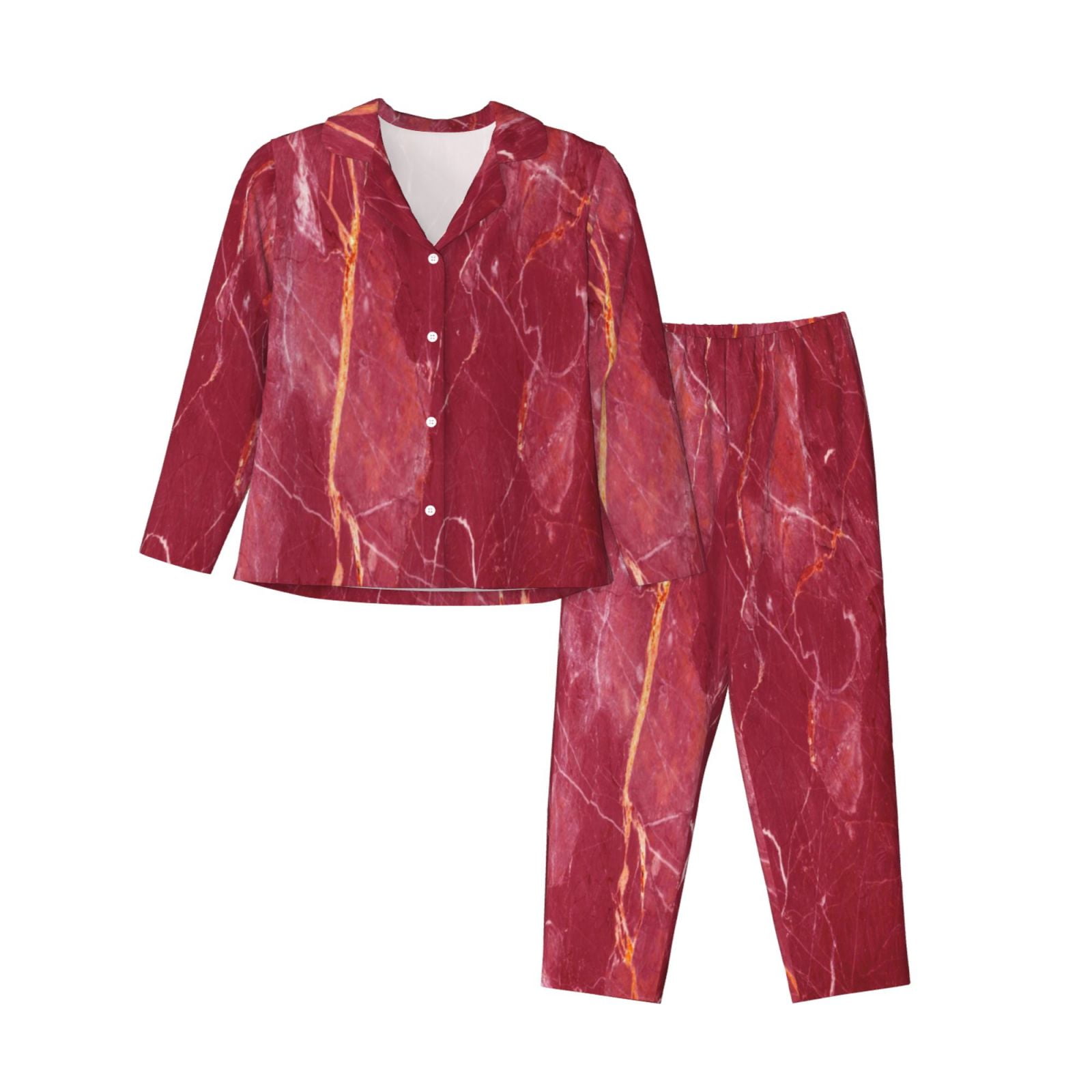 Disketp Pajamas Set Long Sleeve Sleepwear Womens Button Down Nightwear ...