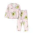thumbnail image 1 of Disketp Pajamas Set Long Sleeve Sleepwear Womens Button Down Nightwear Pj Sets-Avocado Doing Sport Yoga, 1 of 9