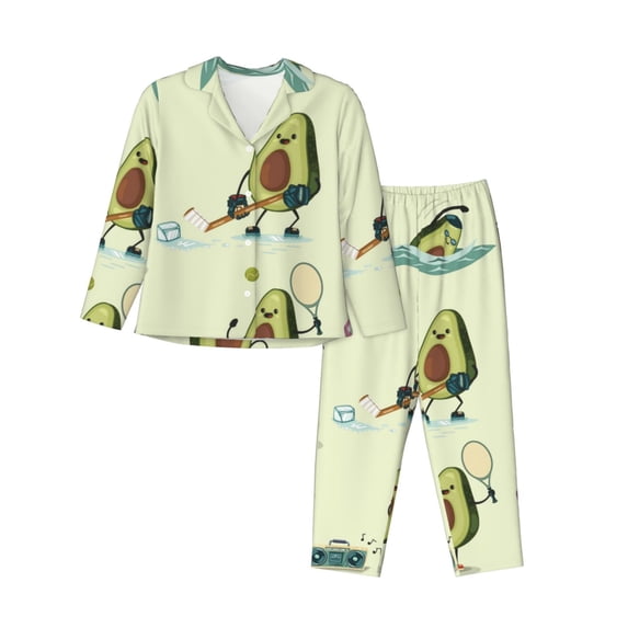 Disketp Pajamas Set Long Sleeve Sleepwear Womens Button Down Nightwear Pj Sets-Avocado For Exercise