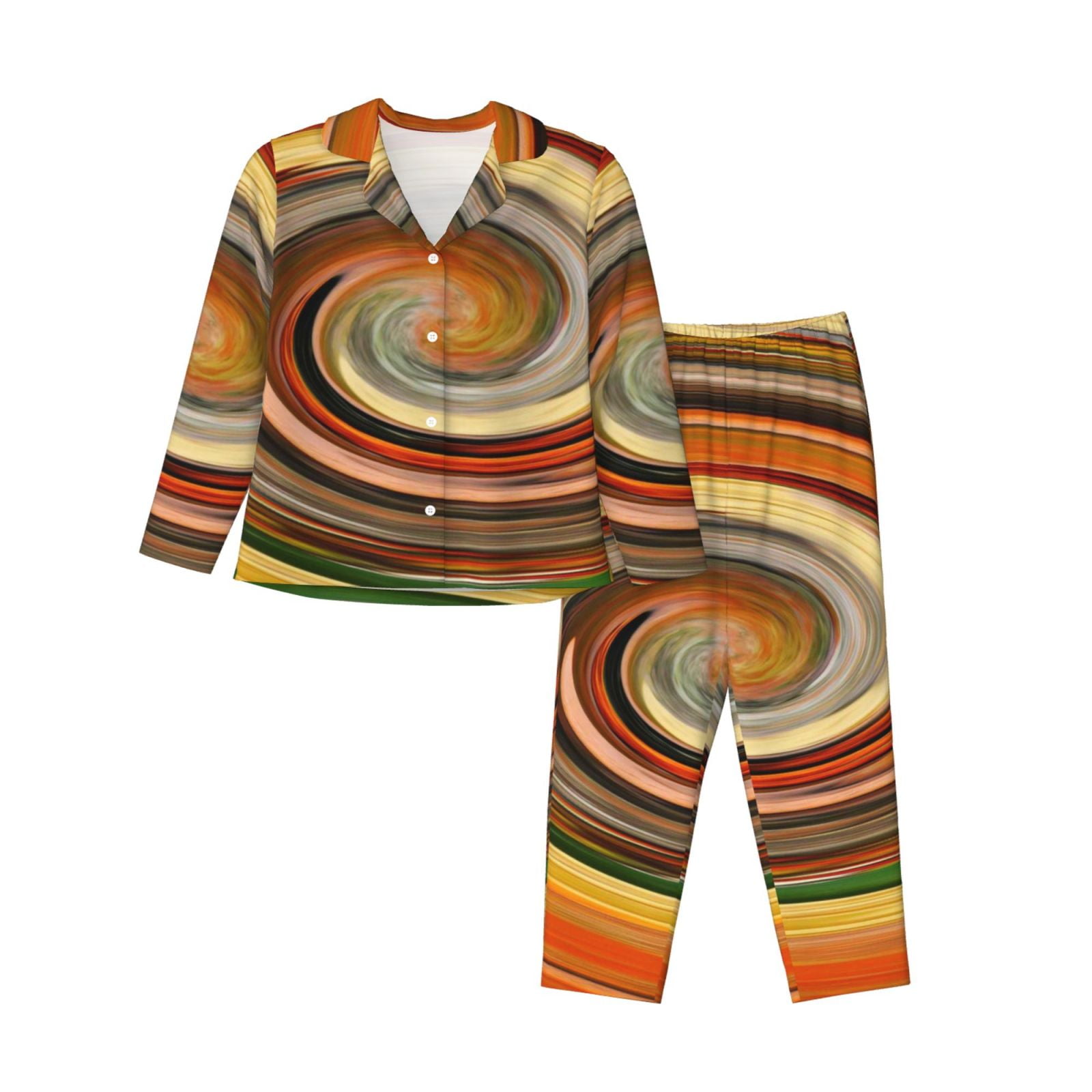 Disketp Pajamas Set Long Sleeve Sleepwear Womens Button Down Nightwear ...