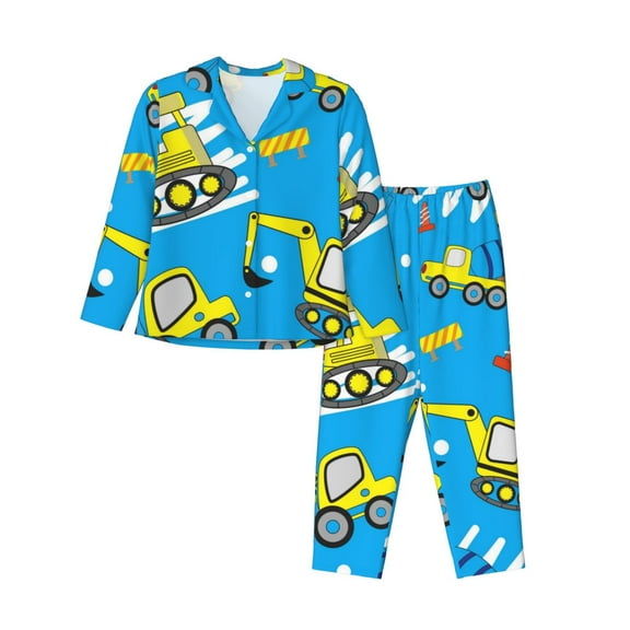 Disketp Pajamas Set Long Sleeve Sleepwear Womens Button Down Nightwear Pj Sets-Cute Car Cartoon