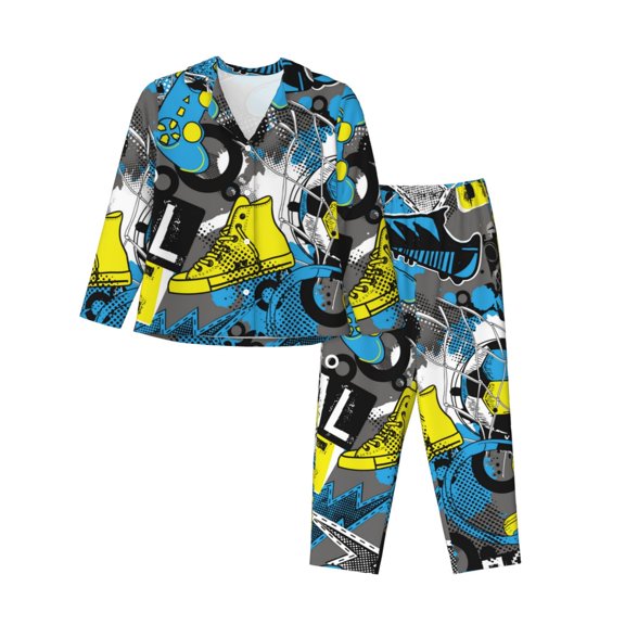 Disketp Pajamas Set Long Sleeve Sleepwear Womens Button Down Nightwear Pj Sets-Goal Time