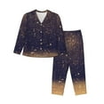 thumbnail image 1 of Disketp Pajamas Set Long Sleeve Sleepwear Womens Button Down Nightwear Pj Sets-Gold Black Glitter, 1 of 9