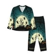 thumbnail image 1 of Disketp Pajamas Set Long Sleeve Sleepwear Womens Button Down Nightwear Pj Sets-Happy Halloween 8, 1 of 9