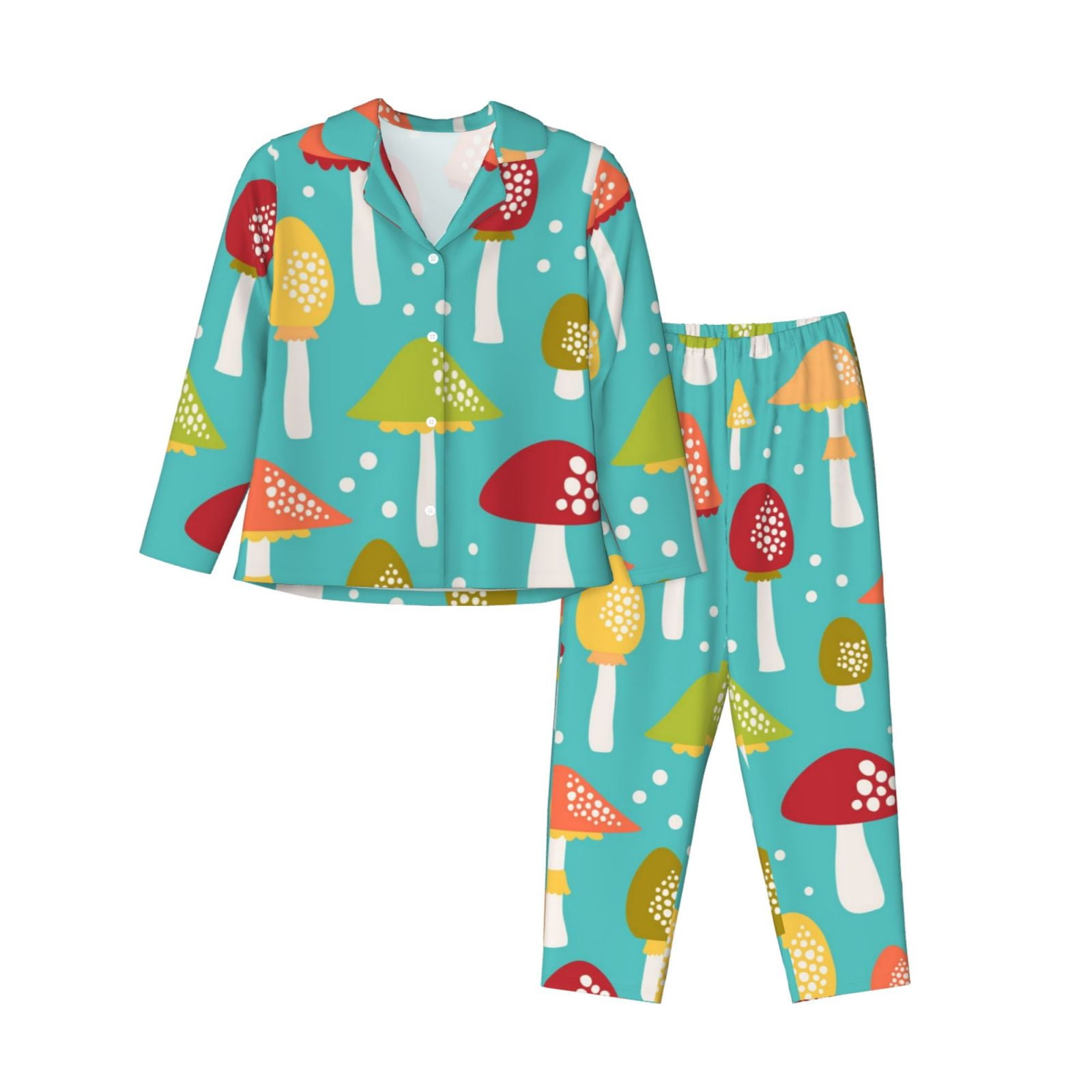 Disketp Pajamas Set Long Sleeve Sleepwear Womens Button Down Nightwear ...