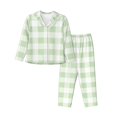 thumbnail image 1 of Disketp Pajamas Set Long Sleeve Sleepwear Womens Button Down Nightwear Pj Sets-Pistachio Green Checkboard, 1 of 9